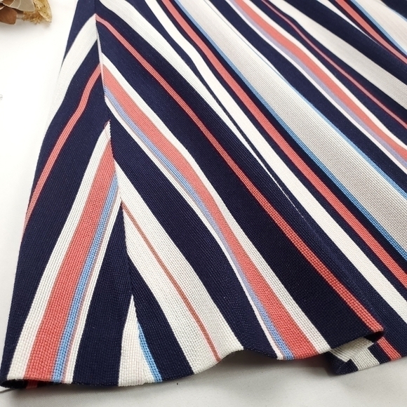 🔴 Badgley Mischka Belle Blue Coral Stripe Rope Collar Dress Size 2 - Picture 11 of 12